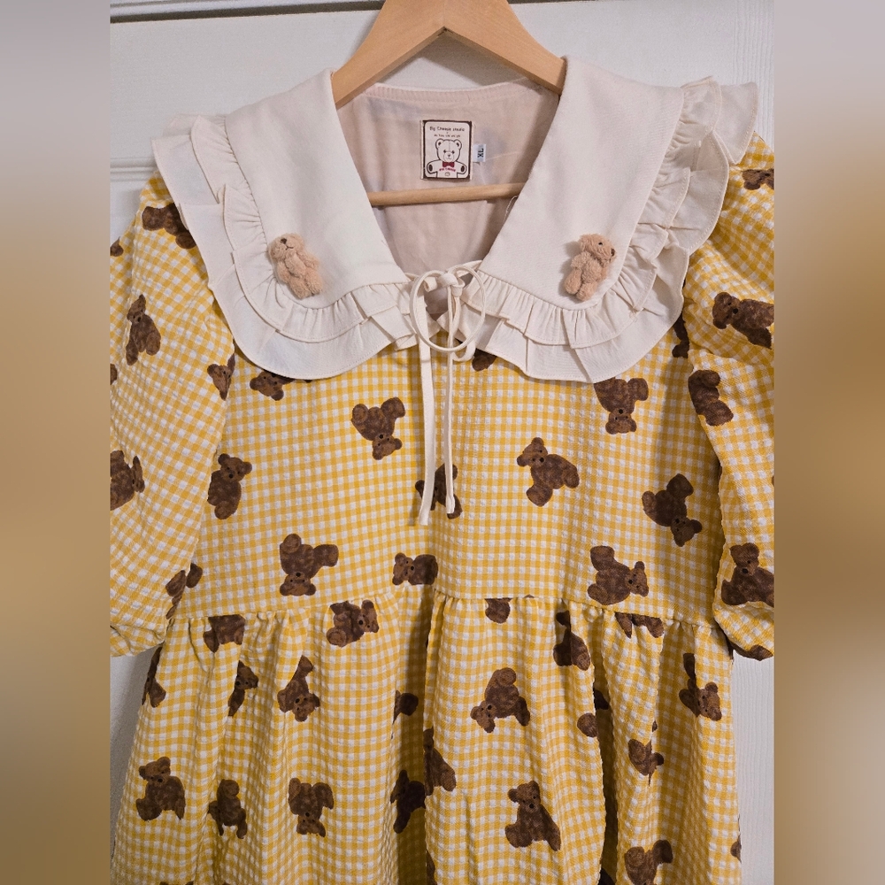 Source Unknown Yellow And Brown Gingham Dress - image 4